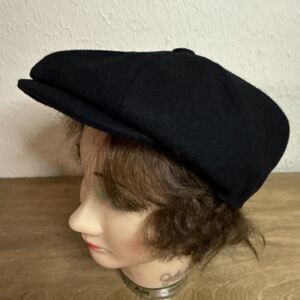 JANGOUL Men Wool Blend Black 8 Panel Newsboy Cap Tweed Cabbie Hat 7 1/2-7 5/8